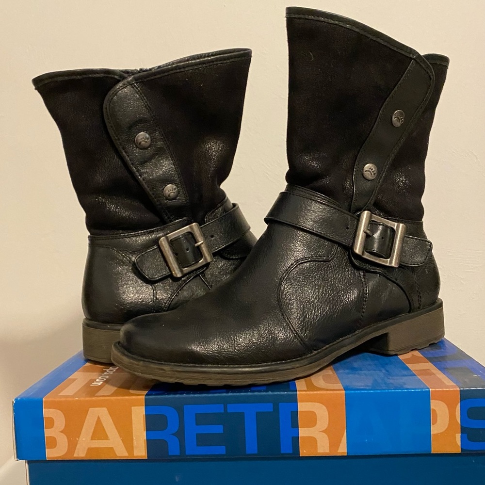 BareTraps faux fur lined water resistant moto boots. Size 9. Lightly used.